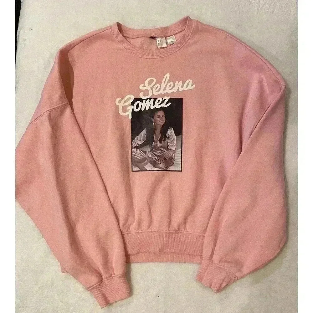 Selena Gomez Sweatshirt Crewneck Shirt Size S Small Pink H&M